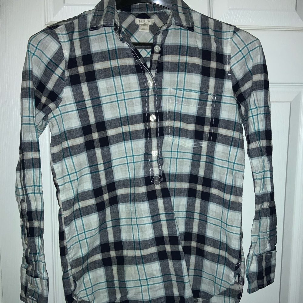 J crew linen, cotton flannel shirt